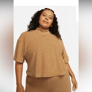 Like New Tan Nike Terry Boxy Top Size Large